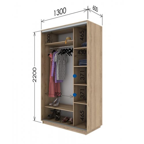 Двухдверный шкаф-купе Гарант 1300*600*2100
