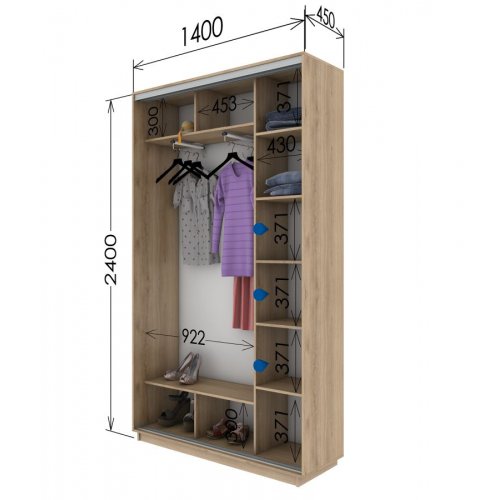 Двухдверный шкаф-купе Гарант 1400*450*2300