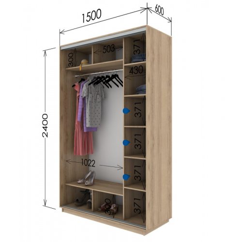 Двухдверный шкаф-купе Гарант 1500*600*2400