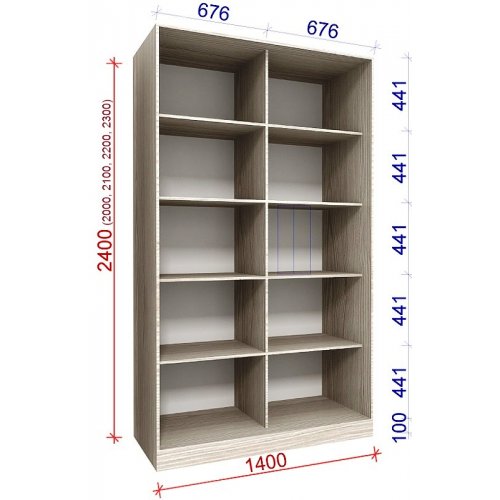 Двухдверный шкаф-купе Матролюкс Стандарт-3 1400х600х2300