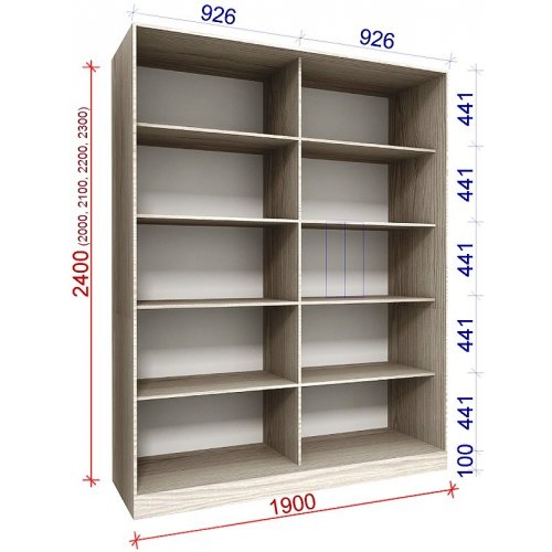 Двухдверный шкаф-купе Матролюкс Стандарт-3 1900х450х2400