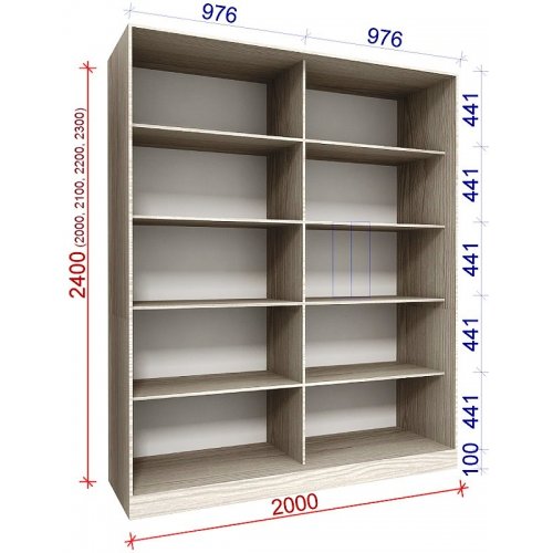 Двухдверный шкаф-купе Матролюкс Стандарт-3 2000х600х2300