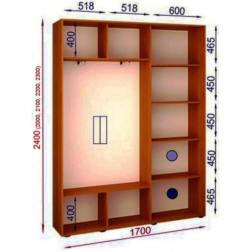 Двухдверный шкаф-купе Матролюкс Классик-1 1700х450х2400