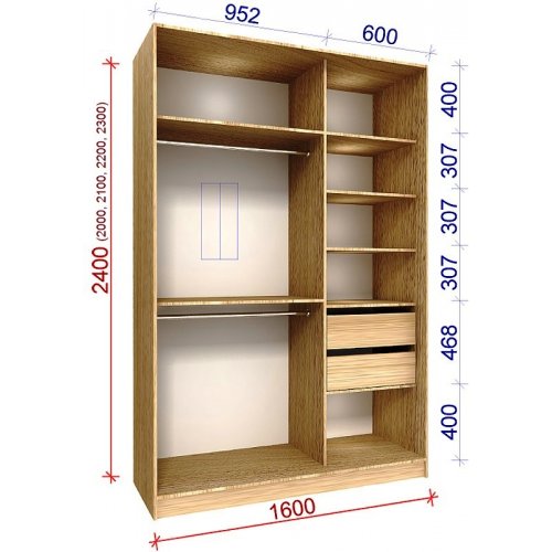 Двухдверный шкаф-купе Матролюкс Стандарт-4 1600х600х2000