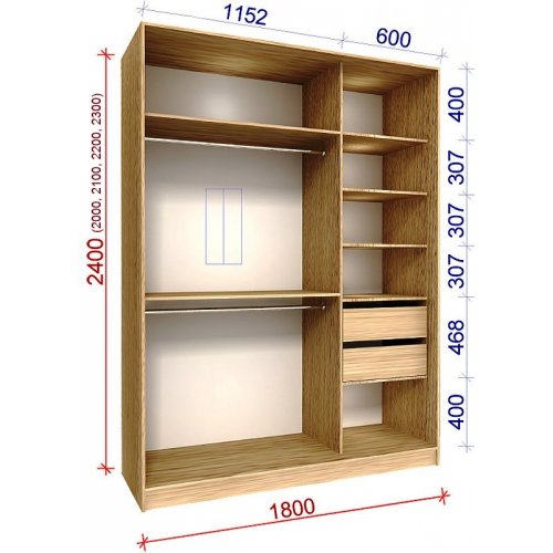 Двухдверный шкаф-купе Матролюкс Стандарт-4 1800х450х2000