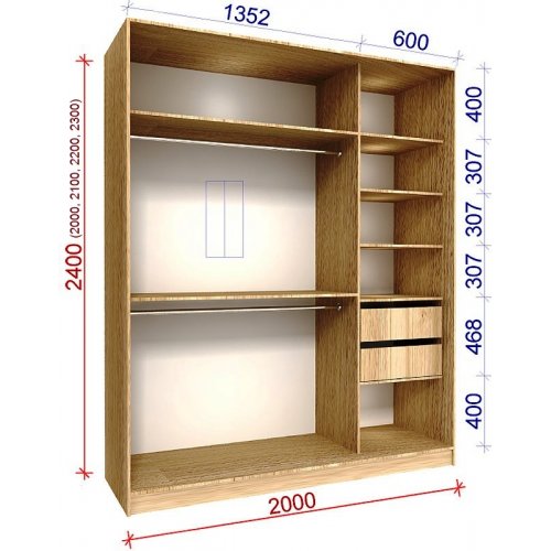 Двухдверный шкаф-купе Матролюкс Стандарт-4 2000х600х2400
