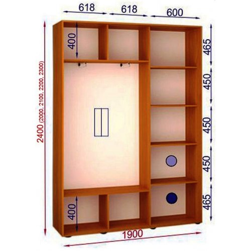 Двухдверный шкаф-купе Матролюкс Классик-1 1900х600х2400