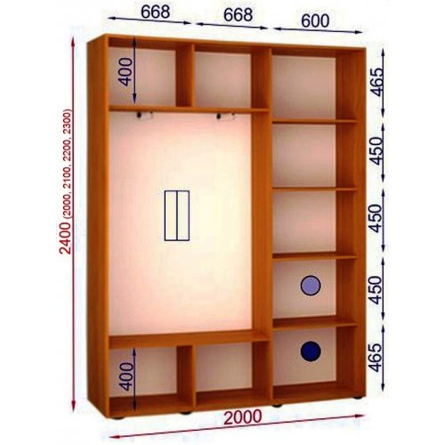 Двухдверный шкаф-купе Матролюкс Классик-1 2000х600х2400