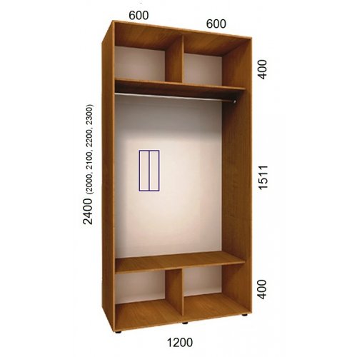 Двухдверный шкаф-купе Матролюкс Классик-2 1200х600х2200