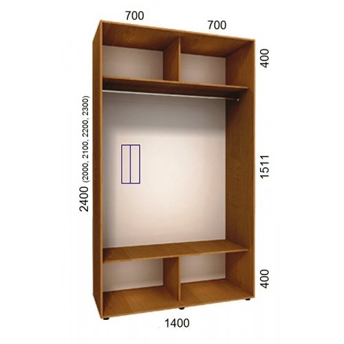 Двухдверный шкаф-купе Матролюкс Классик-2 1400х450х2200