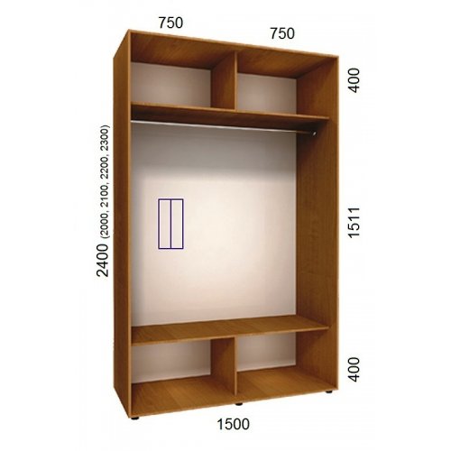 Двухдверный шкаф-купе Матролюкс Классик-2 1500х600х2300