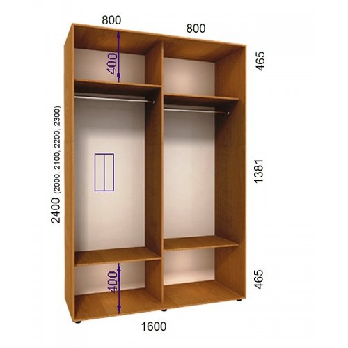 Двухдверный шкаф-купе Матролюкс Классик-2 1600х600х2200