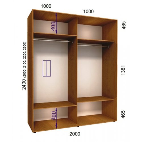 Двухдверный шкаф-купе Матролюкс Классик-2 2000х600х2200