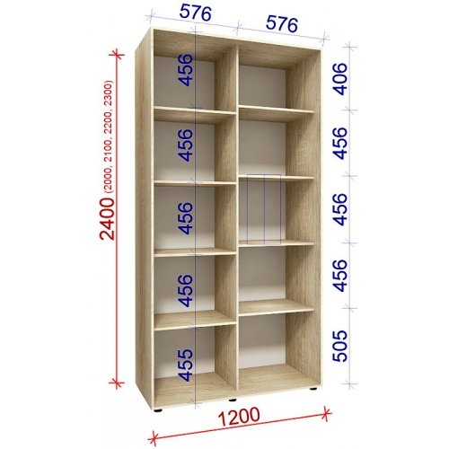 Двухдверный шкаф-купе Матролюкс Классик-3 1200х450х2300