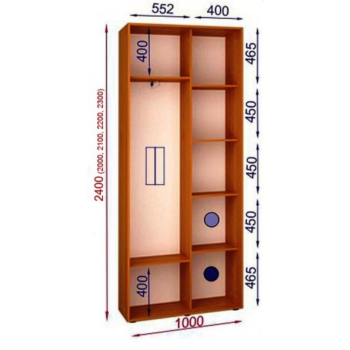 Двухдверный шкаф-купе Матролюкс Классик-1 1000х600х2400