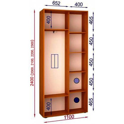 Двухдверный шкаф-купе Матролюкс Классик-1 1100х600х2400