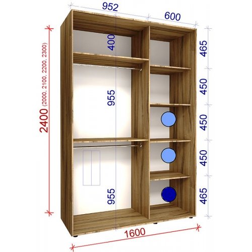 Двухдверный шкаф-купе Матролюкс Классик-4 1600х600х2000
