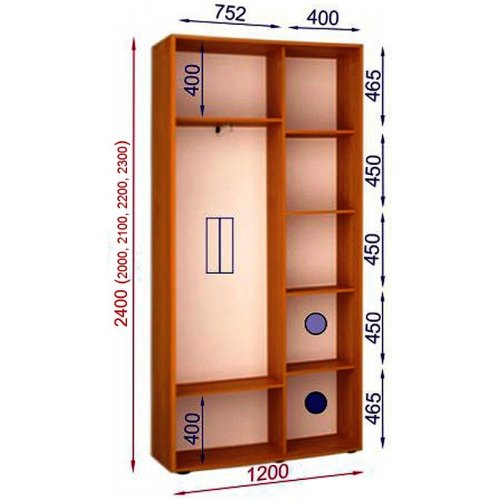 Двухдверный шкаф-купе Матролюкс Классик-1 1200х600х2400