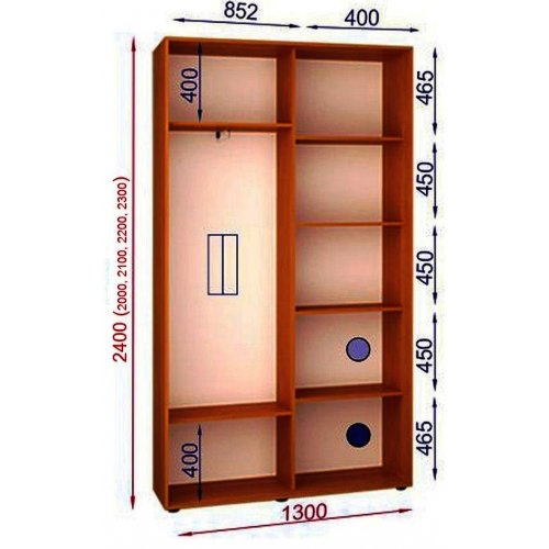 Двухдверный шкаф-купе Матролюкс Классик-1 1300х600х2300