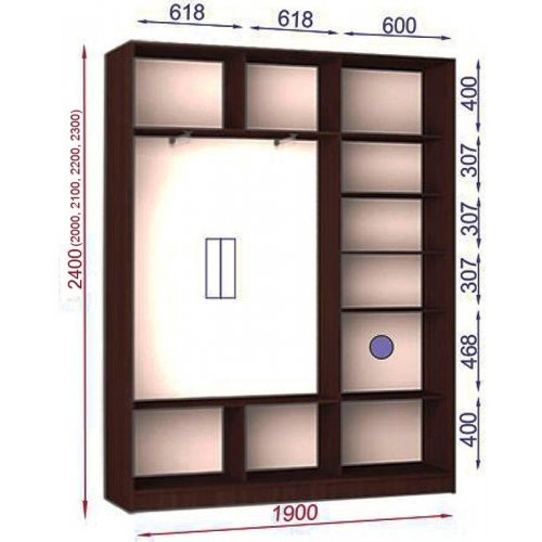 Двухдверный шкаф-купе Матролюкс Стандарт-1 1900х450х2000