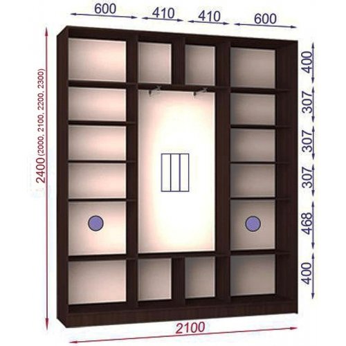 Трехдверный шкаф-купе Матролюкс Стандарт-1 2100х450х2000