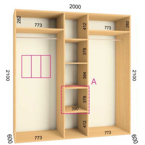 Трехдверный шкаф-купе Феникс Комфорт 2000х600х2100