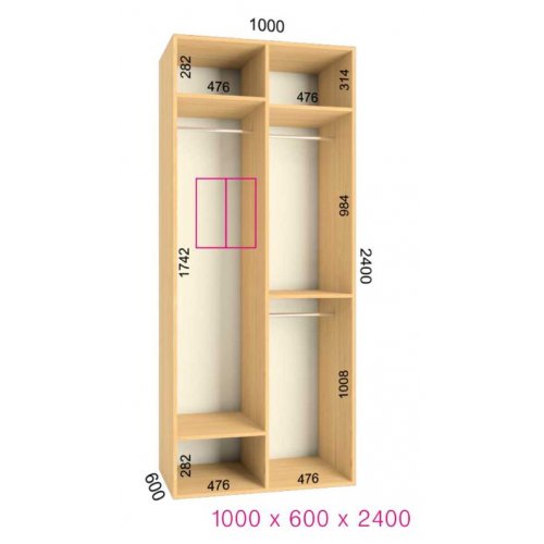 Двухдверный шкаф-купе Феникс Ультра 1000х600х2400
