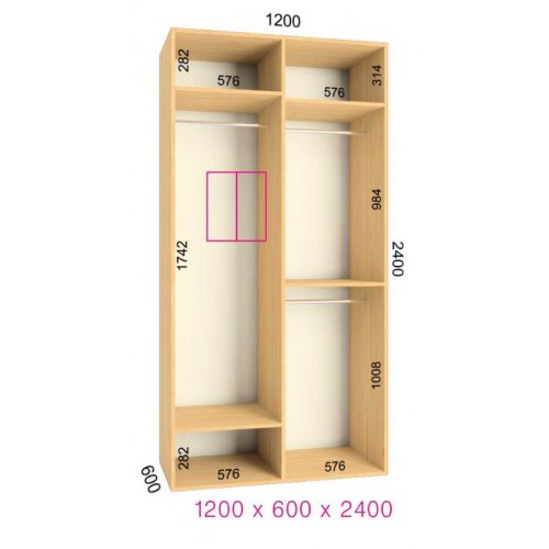 Двухдверный шкаф-купе Феникс Ультра 1200х600х2400