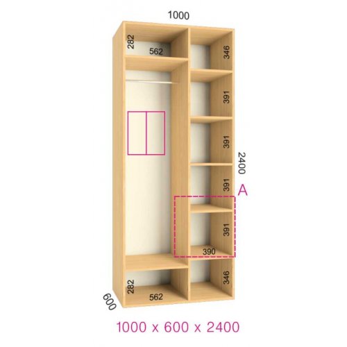 Двухдверный шкаф-купе Феникс Стандарт 1000х600х2400