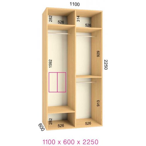 Двухдверный шкаф-купе Феникс Ультра 1100х600х2250