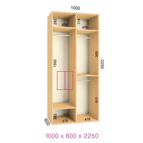 Двухдверный шкаф-купе Феникс Ультра 1000х600х2250