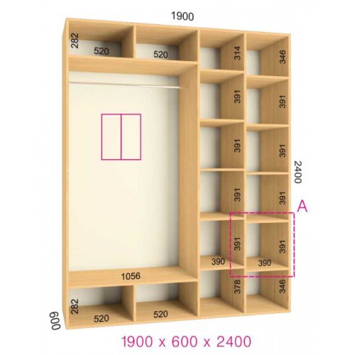 Двухдверный шкаф-купе Феникс Стандарт 1900х600х2300