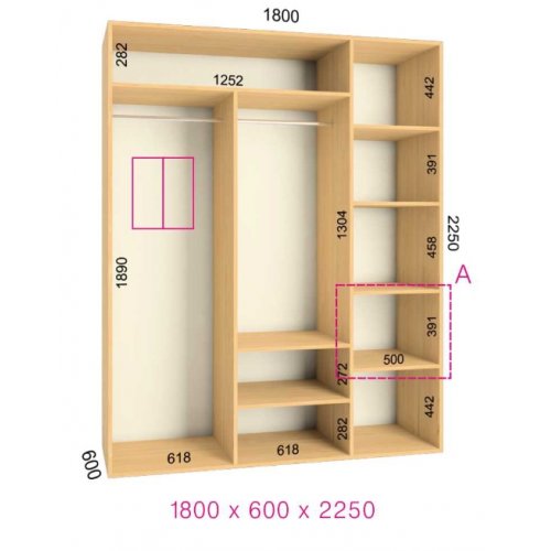 Двухдверный шкаф-купе Феникс Ультра 1800х600х2250