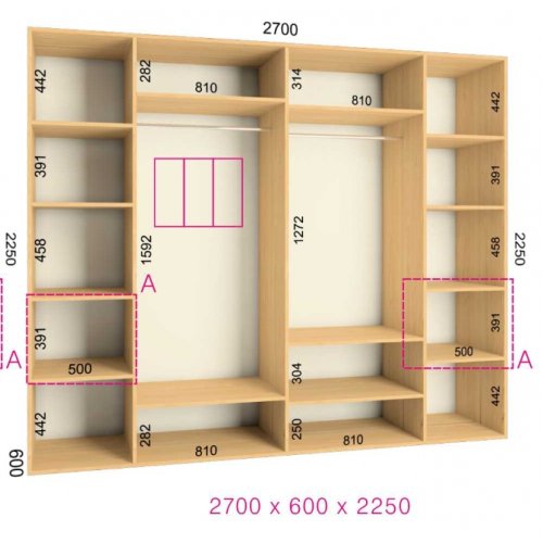 Трехдверный шкаф-купе Феникс Ультра 2700х600х2250
