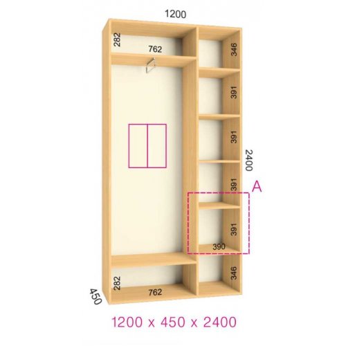 Двухдверный шкаф-купе Феникс Стандарт 1200х450х2300