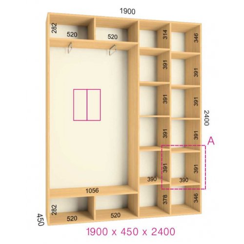 Двухдверный шкаф-купе Феникс Стандарт 1900х450х2300