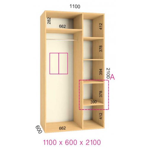 Феникс Стандарт 1100х600х2100 ДСП ольха (скидка -20%) фасады фотопечать 136ф + угловая консоль 300х600х2100