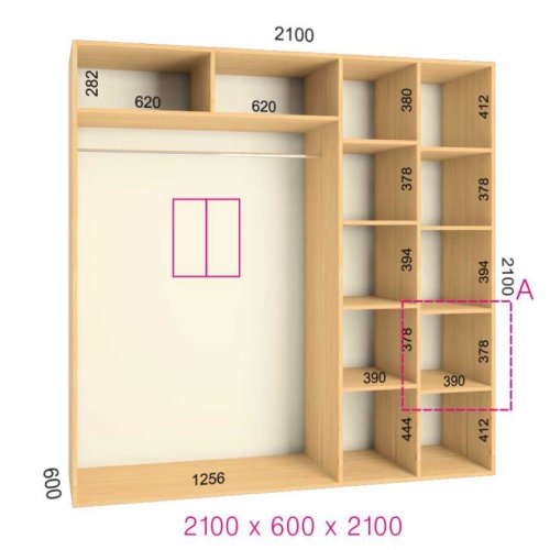 Двухдверный шкаф-купе Феникс Стандарт 2100х600х2000