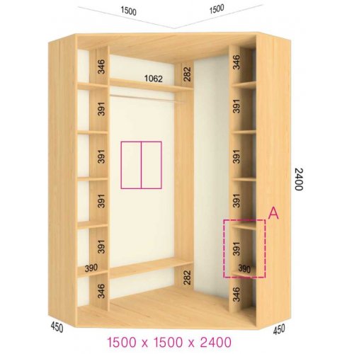 Угловой шкаф-купе Феникс 1500*1500*2400