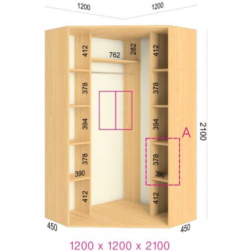 Угловой шкаф-купе Феникс 1200*1200*2100