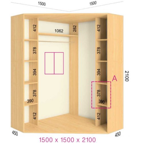 Угловой шкаф-купе Феникс 1500*1500*2100