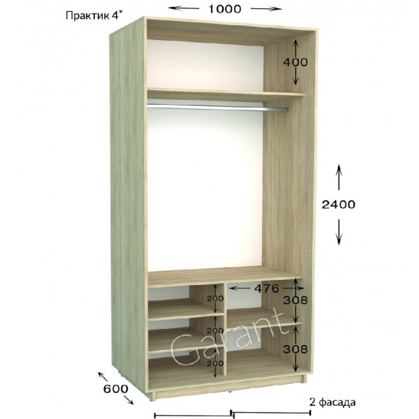 Шкаф-купе 1000*600*2400 Гарант Практик-5
