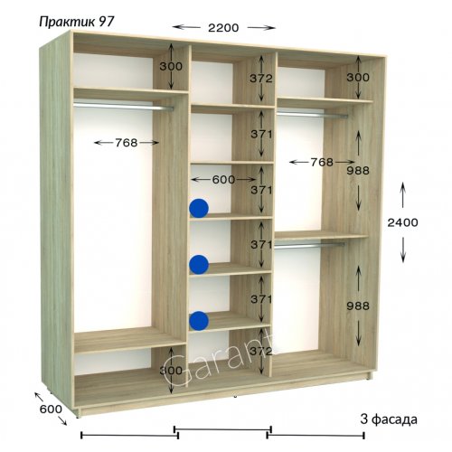 Шкаф-купе 2200*600*2400 Гарант Практик-97