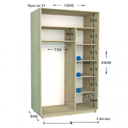Шкаф-купе 1200*600*2400 Гарант Практик-19