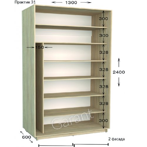 Шкаф-купе 1300*600*2400 Гарант Практик-31