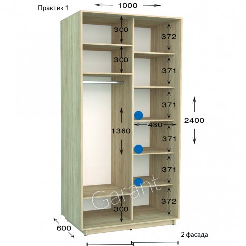 Шкаф-купе 1000*600*2400 Гарант Практик-1