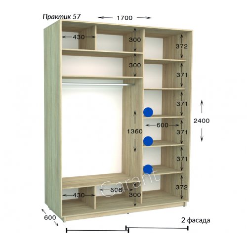 Шкаф-купе 1700*600*2400 Гарант Практик-57