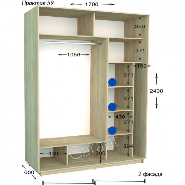 Шкаф-купе 1700*600*2400 Гарант Практик-59