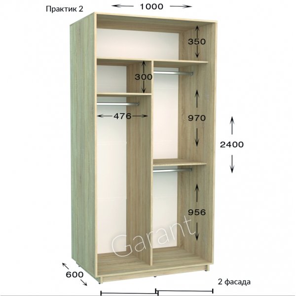 Шкаф-купе 1000*600*2400 Гарант Практик-2