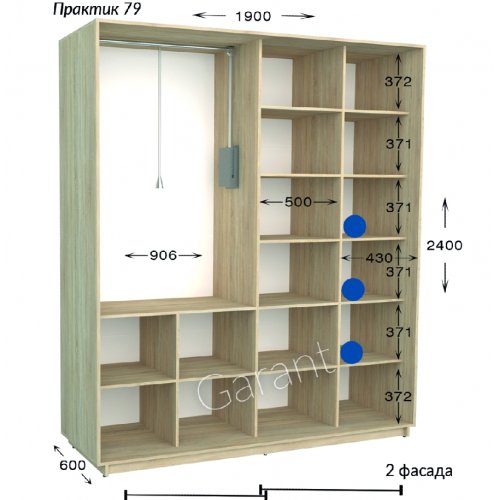 Шкаф-купе 1900*600*2400 Гарант Практик-79